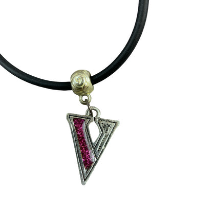 Vintage Deadstock 90s Y2K Pink Letter 'V' Initial Thong Necklace