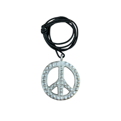 Vintage Deadstock 90s Y2K Large Metal Peace Symbol Thong Necklace