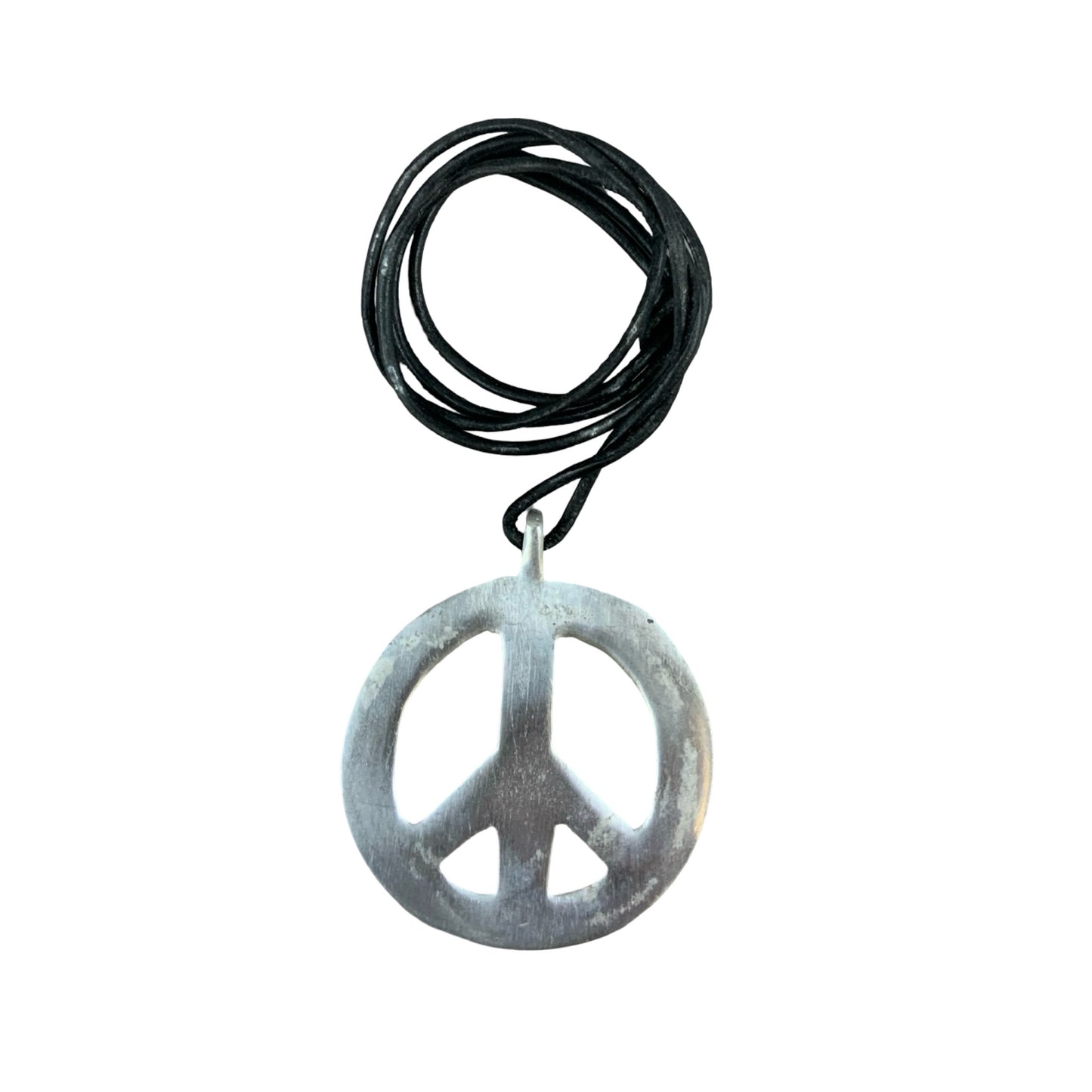 Vintage Deadstock 90s Y2K Large Metal Peace Symbol Thong Necklace