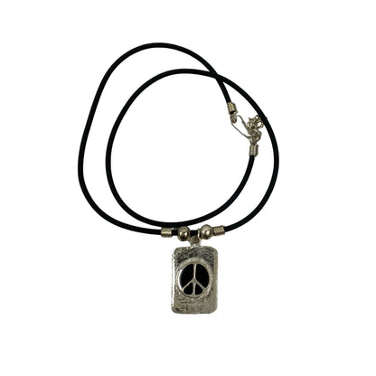 Vintage Deadstock 90s Y2K Metal Peace Sign Thong Necklace