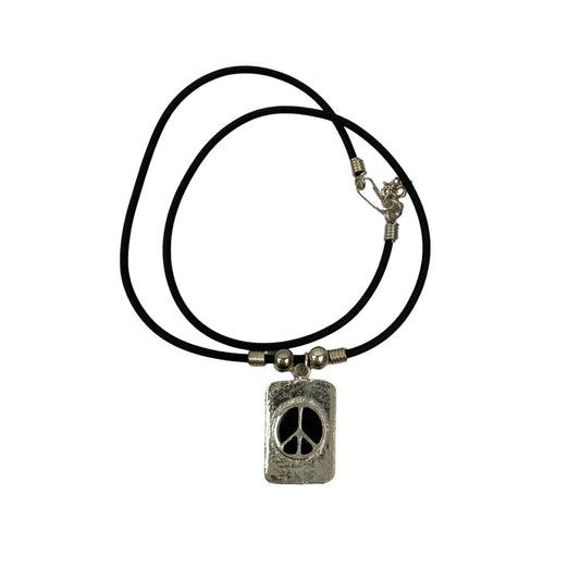 Vintage Deadstock 90s Y2K Metal Peace Sign Thong Necklace