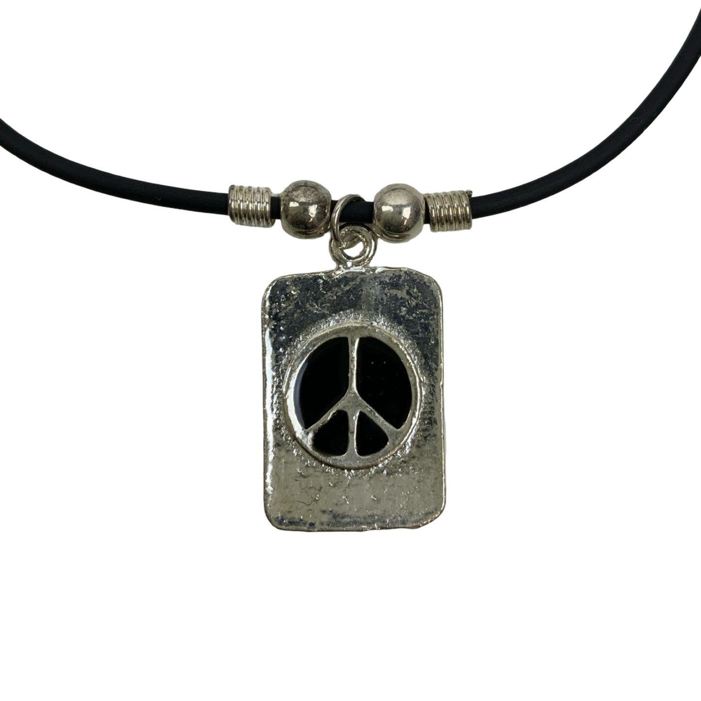 Vintage Deadstock 90s Y2K Metal Peace Sign Thong Necklace