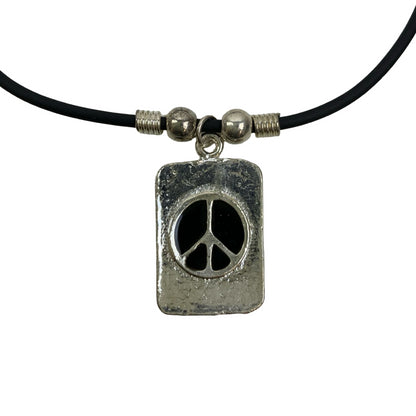 Vintage Deadstock 90s Y2K Metal Peace Sign Thong Necklace