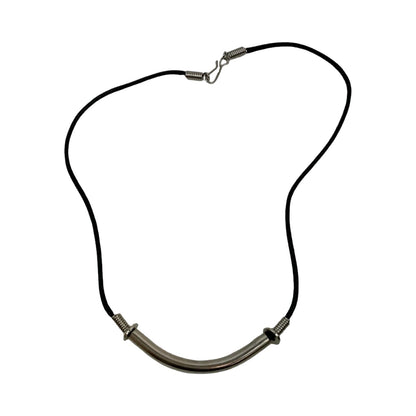 Vintage Deadstock 90s Y2K Era Metal Silver Curved Bar Thong Necklace