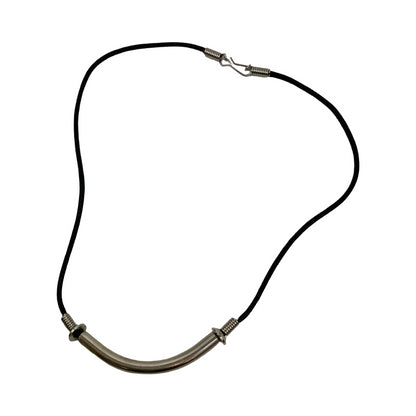 Vintage Deadstock 90s Y2K Era Metal Silver Curved Bar Thong Necklace