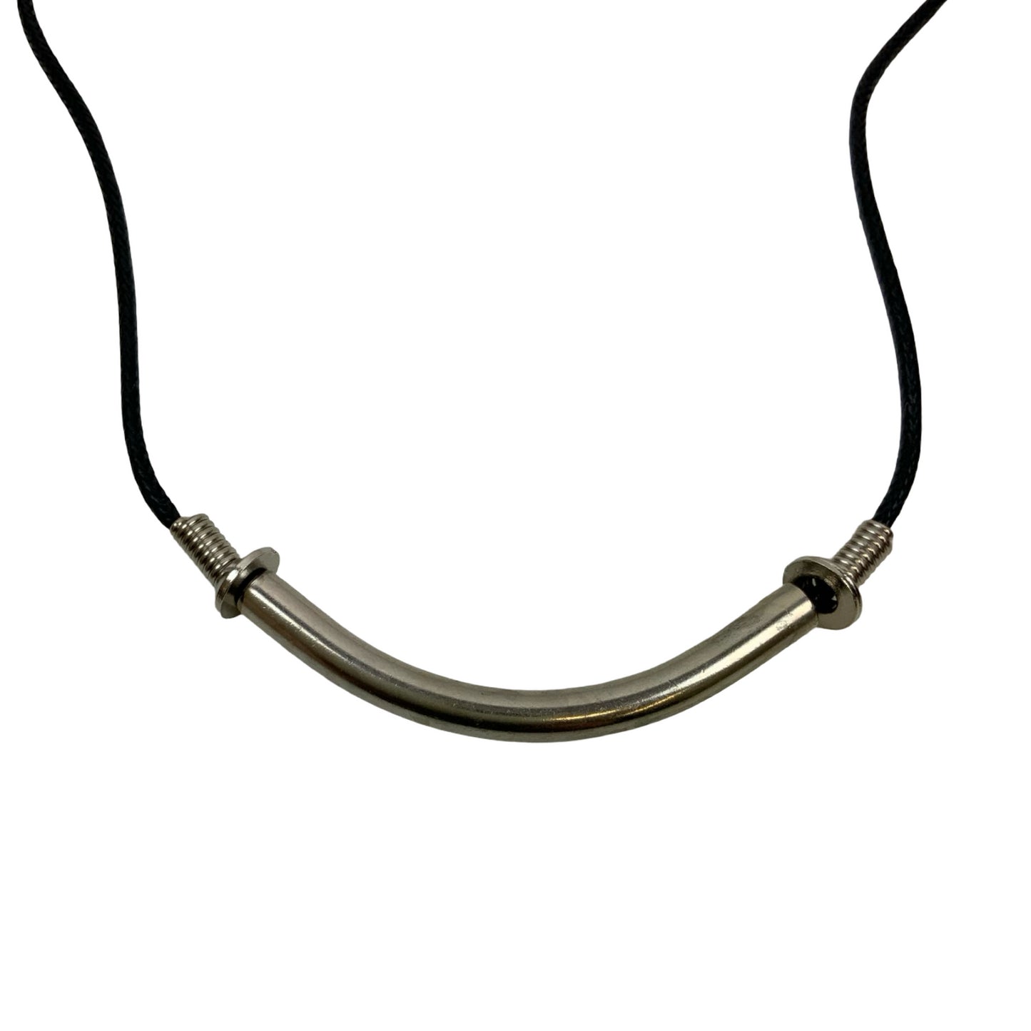 Vintage Deadstock 90s Y2K Era Metal Silver Curved Bar Thong Necklace