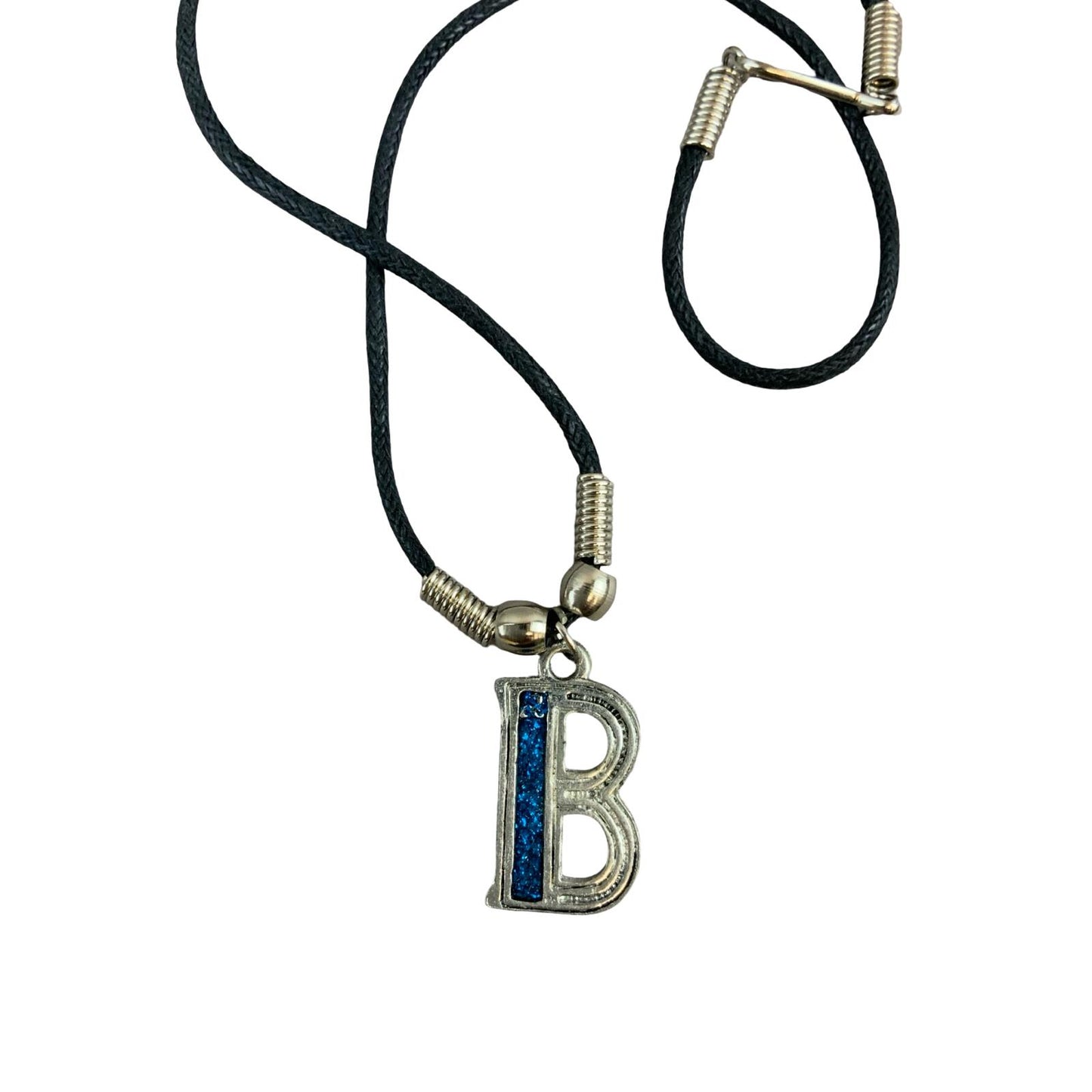 Vintage Deadstock 90s Y2K Blue Letter 'B' Initial Thong Necklace