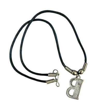 Vintage Deadstock 90s Y2K Blue Letter 'B' Initial Thong Necklace