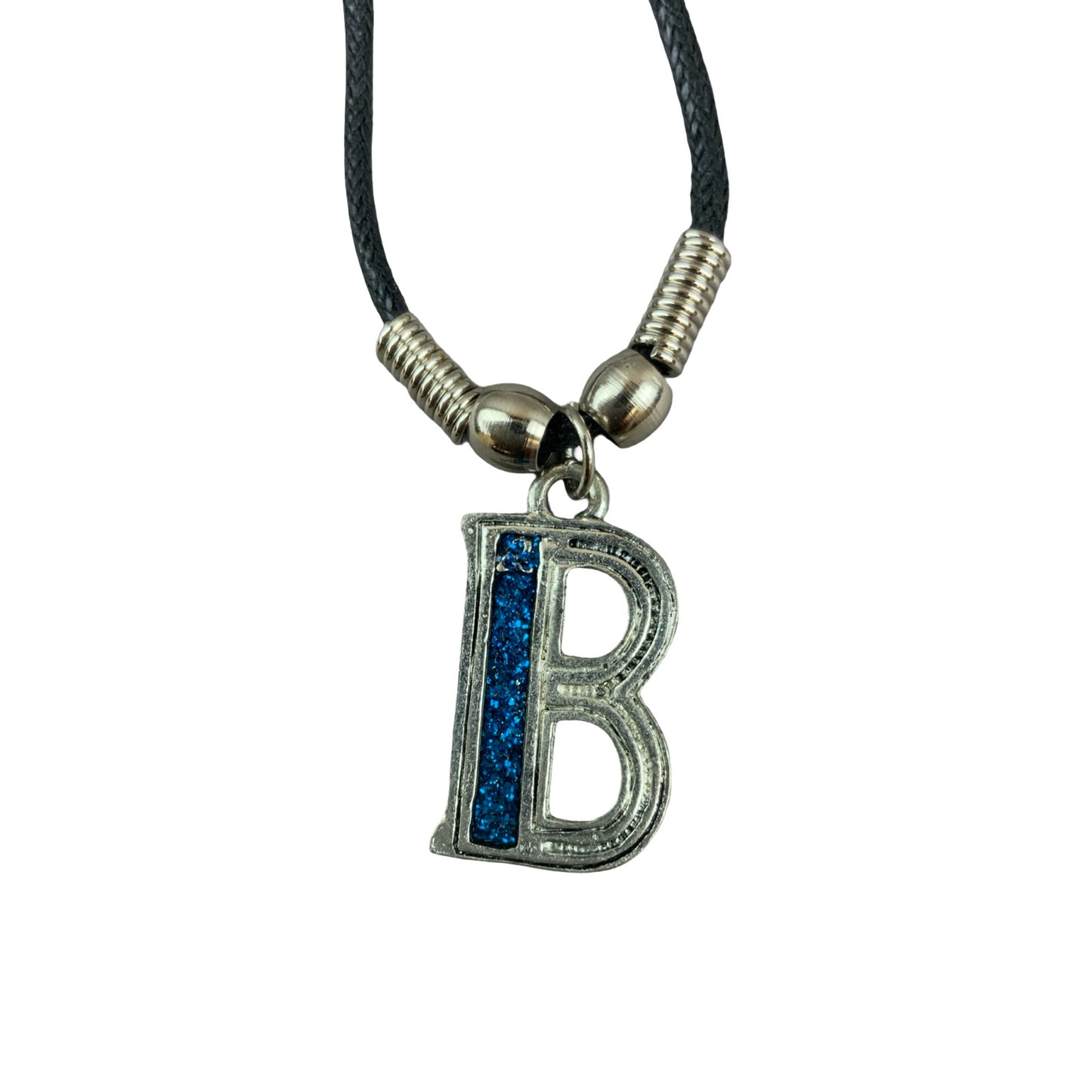 Vintage Deadstock 90s Y2K Blue Letter 'B' Initial Thong Necklace