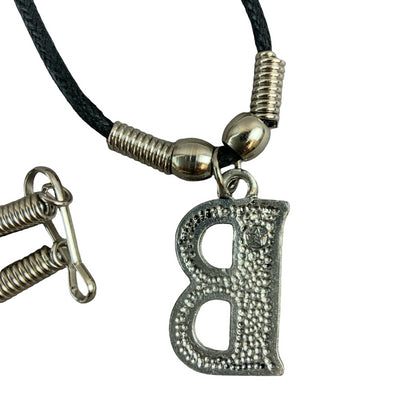 Vintage Deadstock 90s Y2K Blue Letter 'B' Initial Thong Necklace