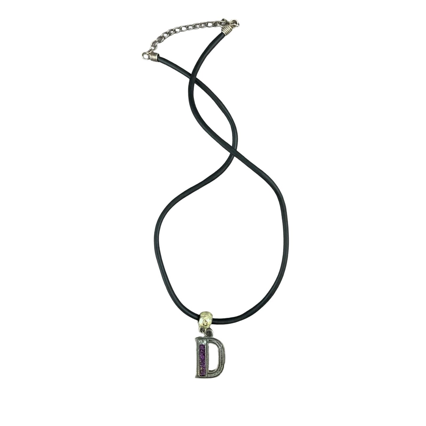 Vintage Deadstock 90s Y2K Purple Letter 'D' Initial Thong Necklace