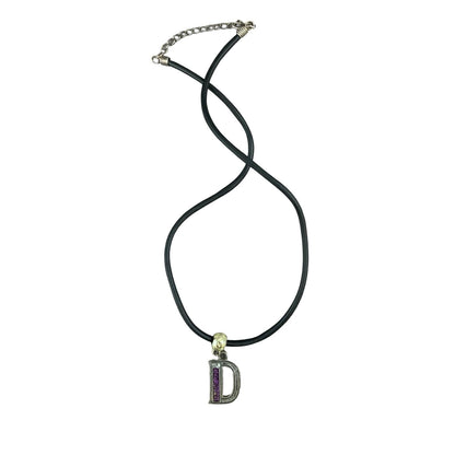 Vintage Deadstock 90s Y2K Purple Letter 'D' Initial Thong Necklace