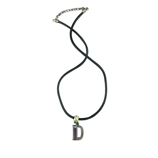 Vintage Deadstock 90s Y2K Purple Letter 'D' Initial Thong Necklace