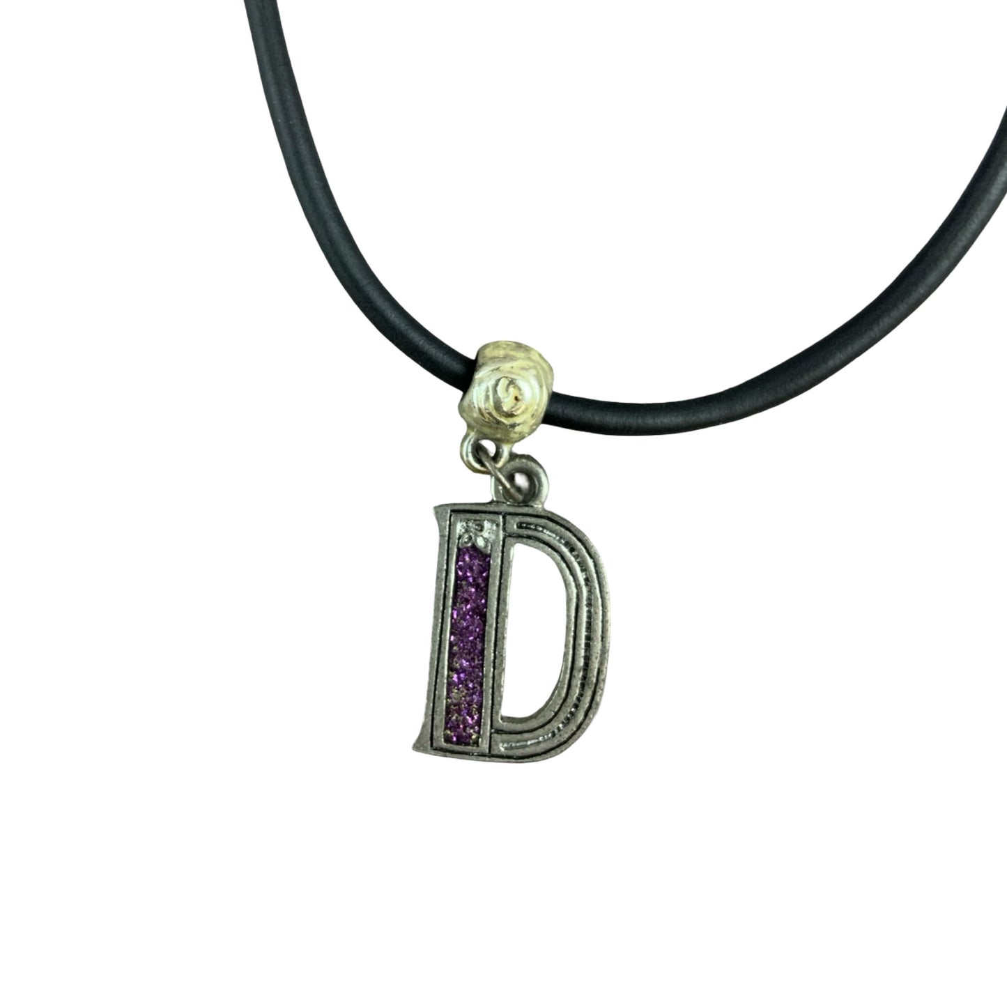 Vintage Deadstock 90s Y2K Purple Letter 'D' Initial Thong Necklace