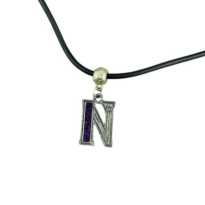 Vintage Deadstock 90s Y2K Purple Letter 'N' Initial Thong Necklace