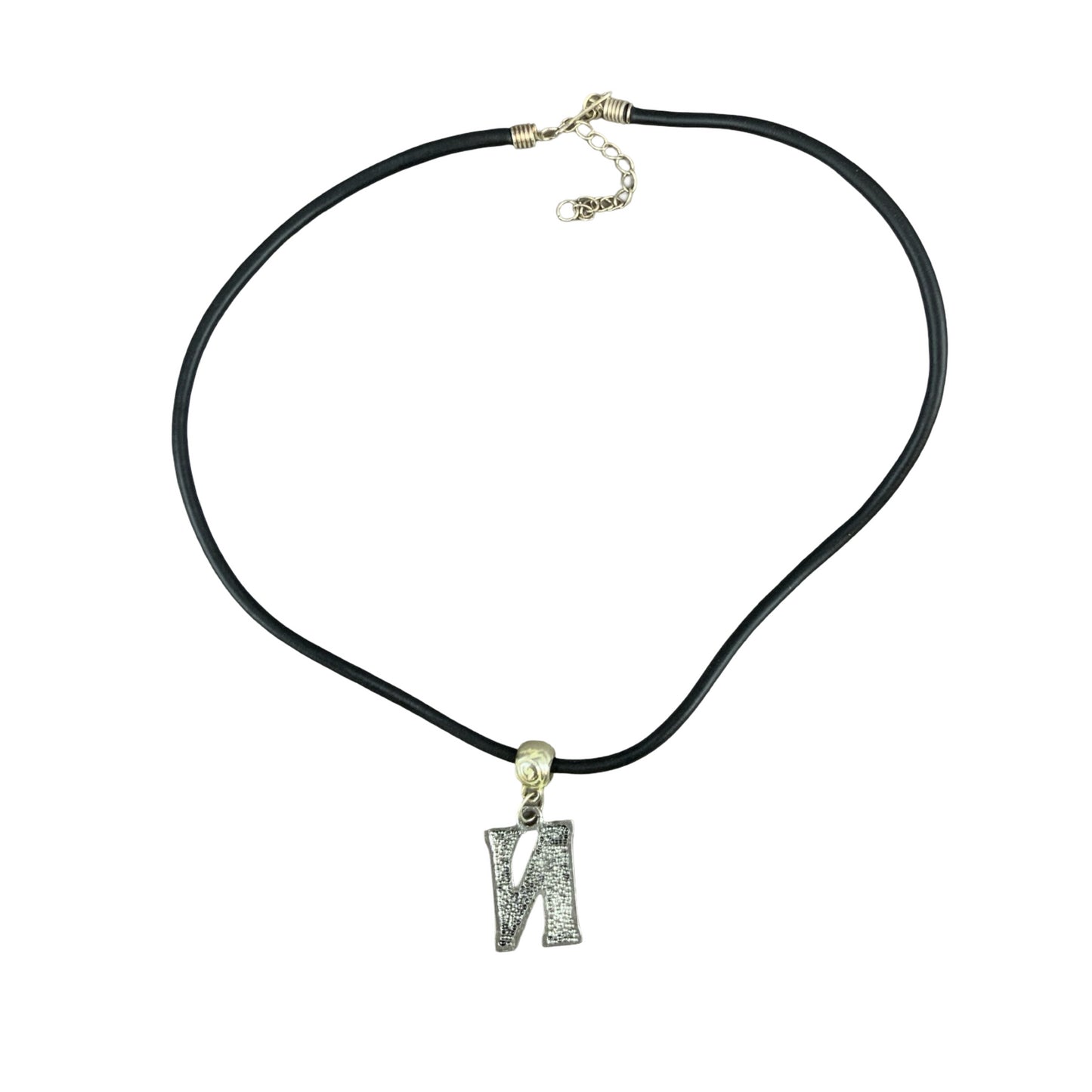 Vintage Deadstock 90s Y2K Purple Letter 'N' Initial Thong Necklace