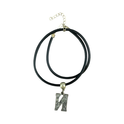 Vintage Deadstock 90s Y2K Blue Letter 'N' Initial Thong Necklace