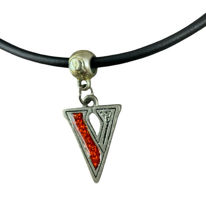 Vintage Deadstock 90s Y2K Orange Letter 'V' Initial Thong Necklace