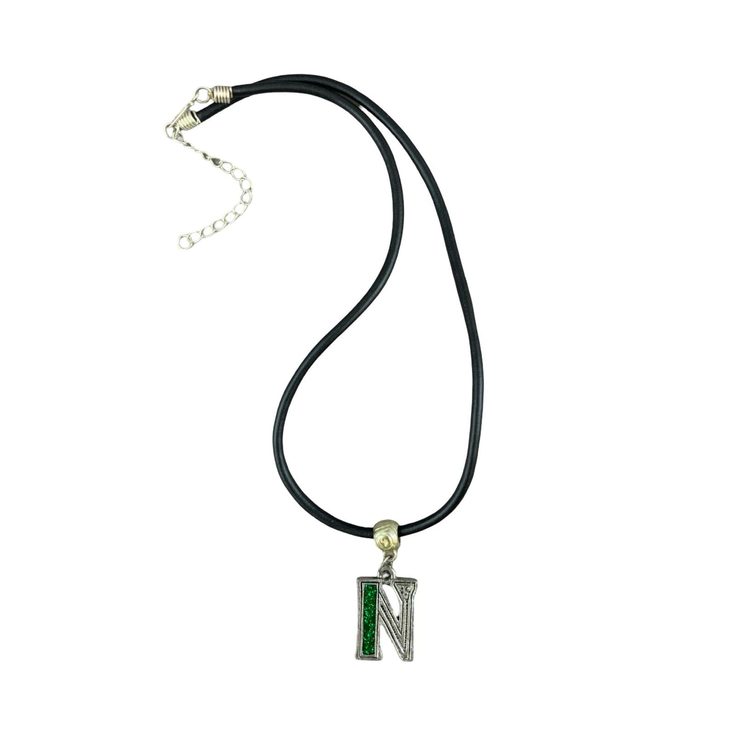 Vintage Deadstock 90s Y2K Green Letter 'N' Initial Thong Necklace
