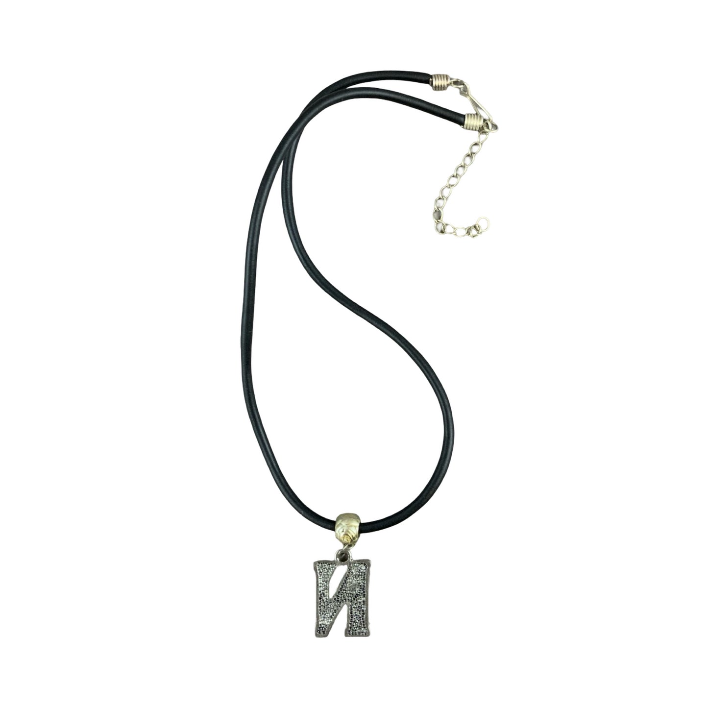 Vintage Deadstock 90s Y2K Green Letter 'N' Initial Thong Necklace