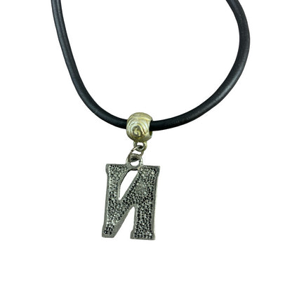 Vintage Deadstock 90s Y2K Green Letter 'N' Initial Thong Necklace