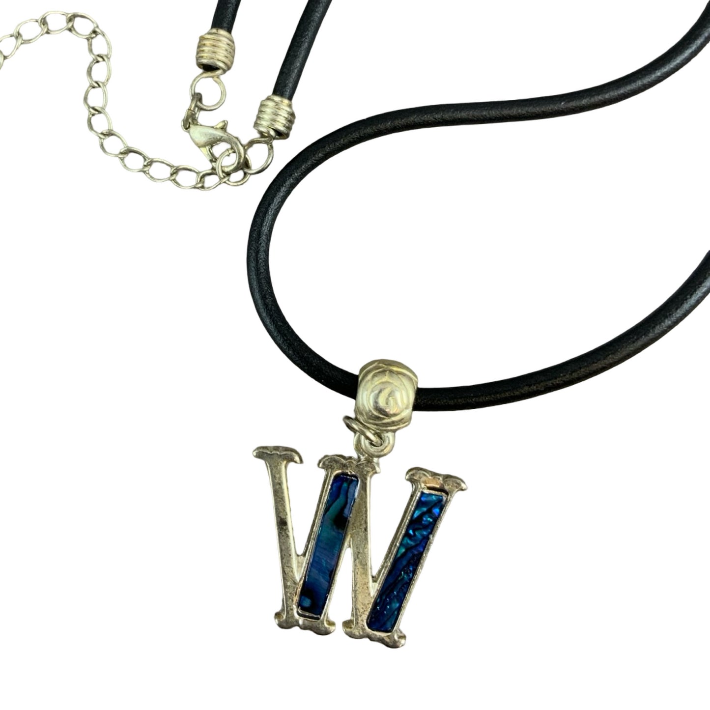 Vintage Deadstock 90s Y2K Blue Letter 'W' Initial Thong Necklace