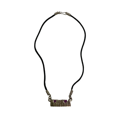 Vintage Deadstock Y2K Metal Silver Millennium Spell Out Thong Necklace