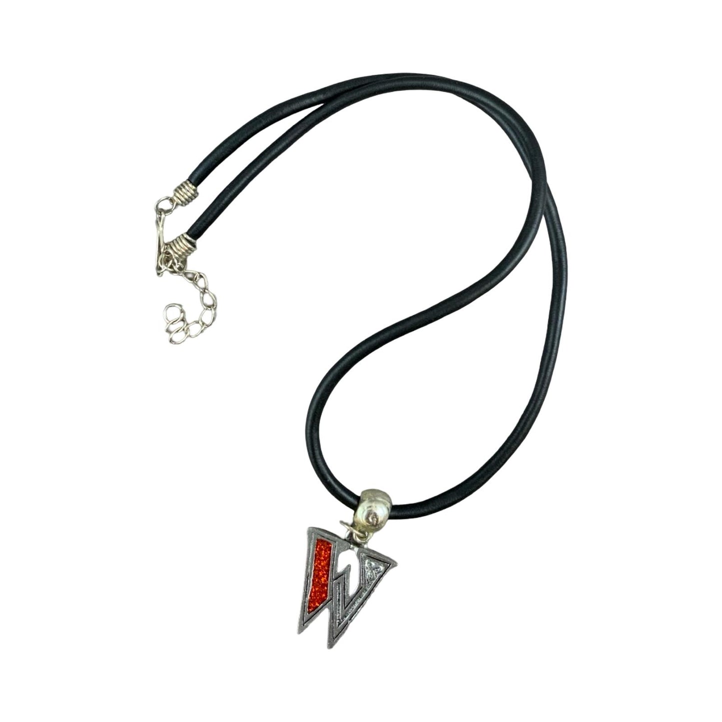 Vintage Deadstock 90s Y2K Orange Letter 'W' Initial Thong Necklace