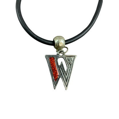 Vintage Deadstock 90s Y2K Orange Letter 'W' Initial Thong Necklace