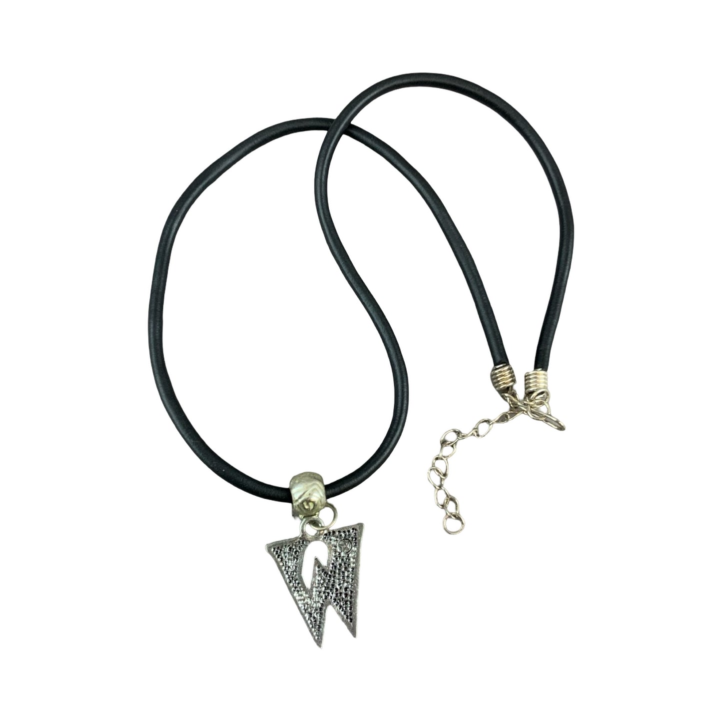 Vintage Deadstock 90s Y2K Orange Letter 'W' Initial Thong Necklace