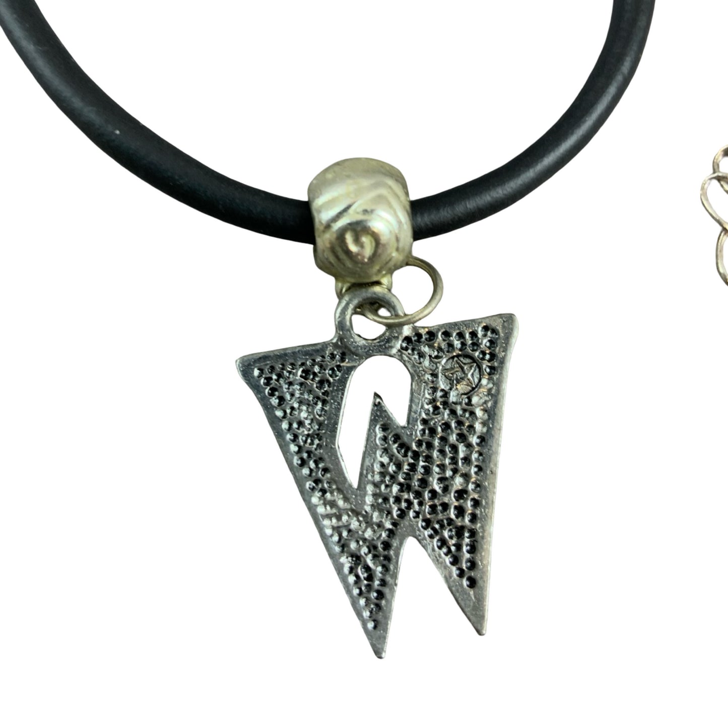 Vintage Deadstock 90s Y2K Orange Letter 'W' Initial Thong Necklace