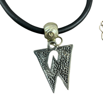 Vintage Deadstock 90s Y2K Orange Letter 'W' Initial Thong Necklace