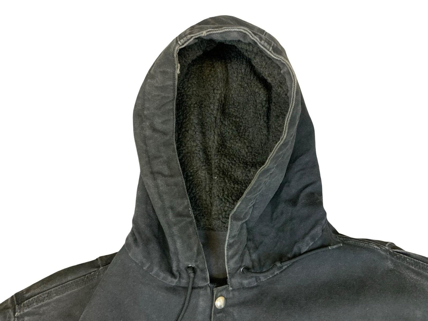 Vtg Carhartt Black Heavy Duck Canvas Workwear Jacket Parka Thermal Lined 3XL