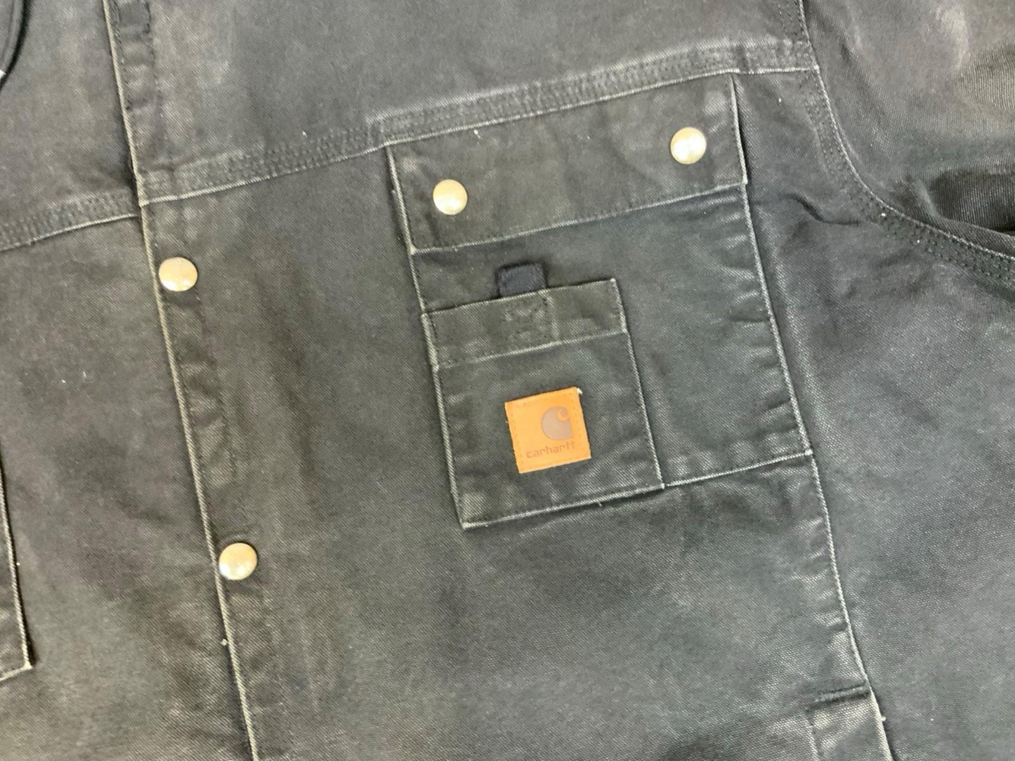 Vtg Carhartt Black Heavy Duck Canvas Workwear Jacket Parka Thermal Lined 3XL