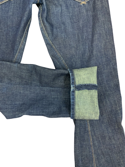 Vtg Levis Engineered Twisted Seam Red Tab Jeans Dark Indigo Blue 38W 35L