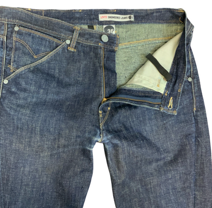 Vtg Levis Engineered Twisted Seam Red Tab Jeans Dark Indigo Blue 38W 35L