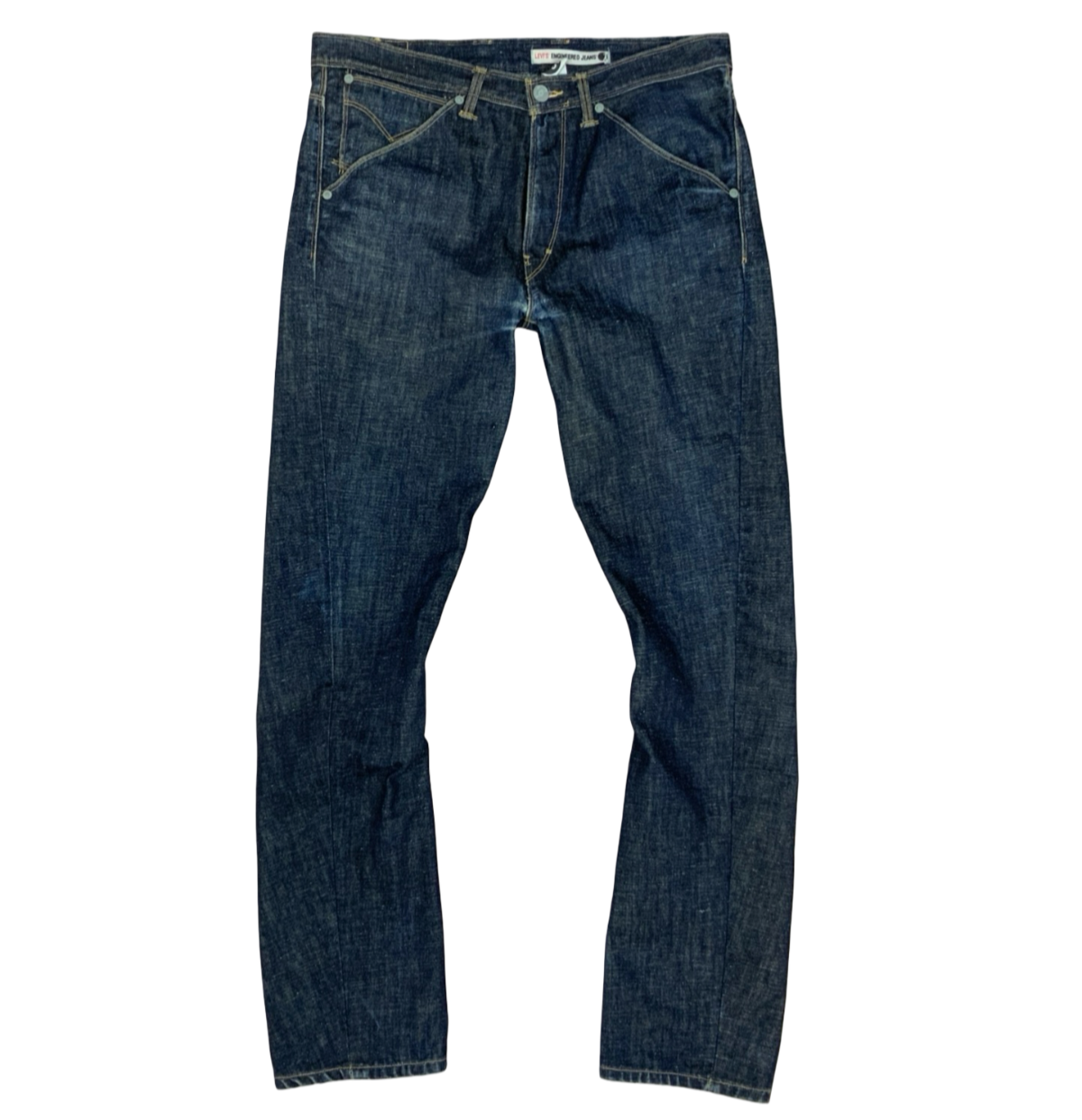 Vtg Levis Engineered Twisted Seam Red Tab Jeans Dark Indigo Blue 38W 35L