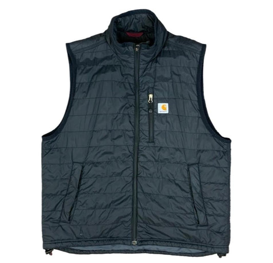 Carhartt Navy Black Nylon Quilted Body Warmer Gilet Vest Warm Workwear UK L