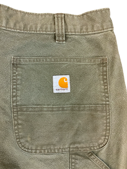 Carhartt Green Duck Canvas Workwear Trousers Pants Relaxed Fit Carpenter 32W 32L