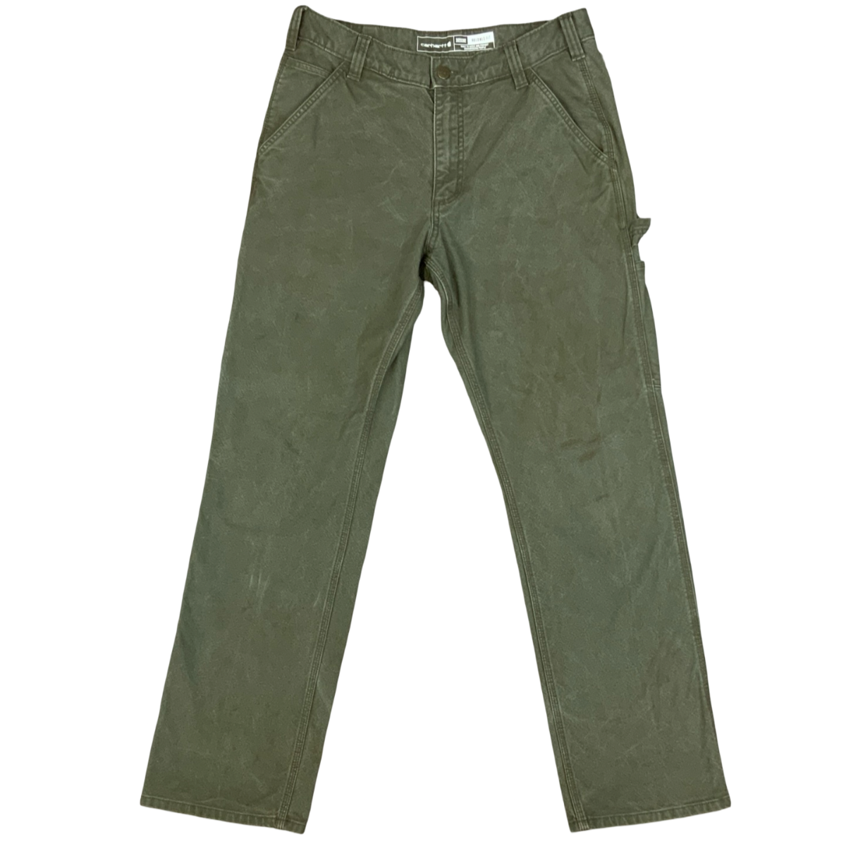 Carhartt Green Duck Canvas Workwear Trousers Pants Relaxed Fit Carpenter 32W 32L