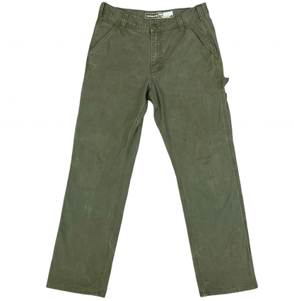 Carhartt Green Duck Canvas Workwear Trousers Pants Relaxed Fit Carpenter 32W 32L