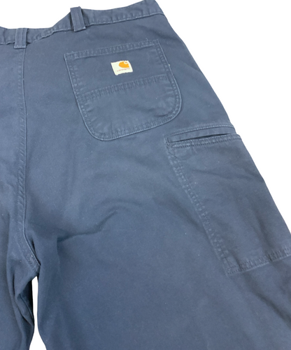 Vtg Carhartt Navy Duck Canvas Workwear Trousers Pants Carpenter USA 42”W 27”L