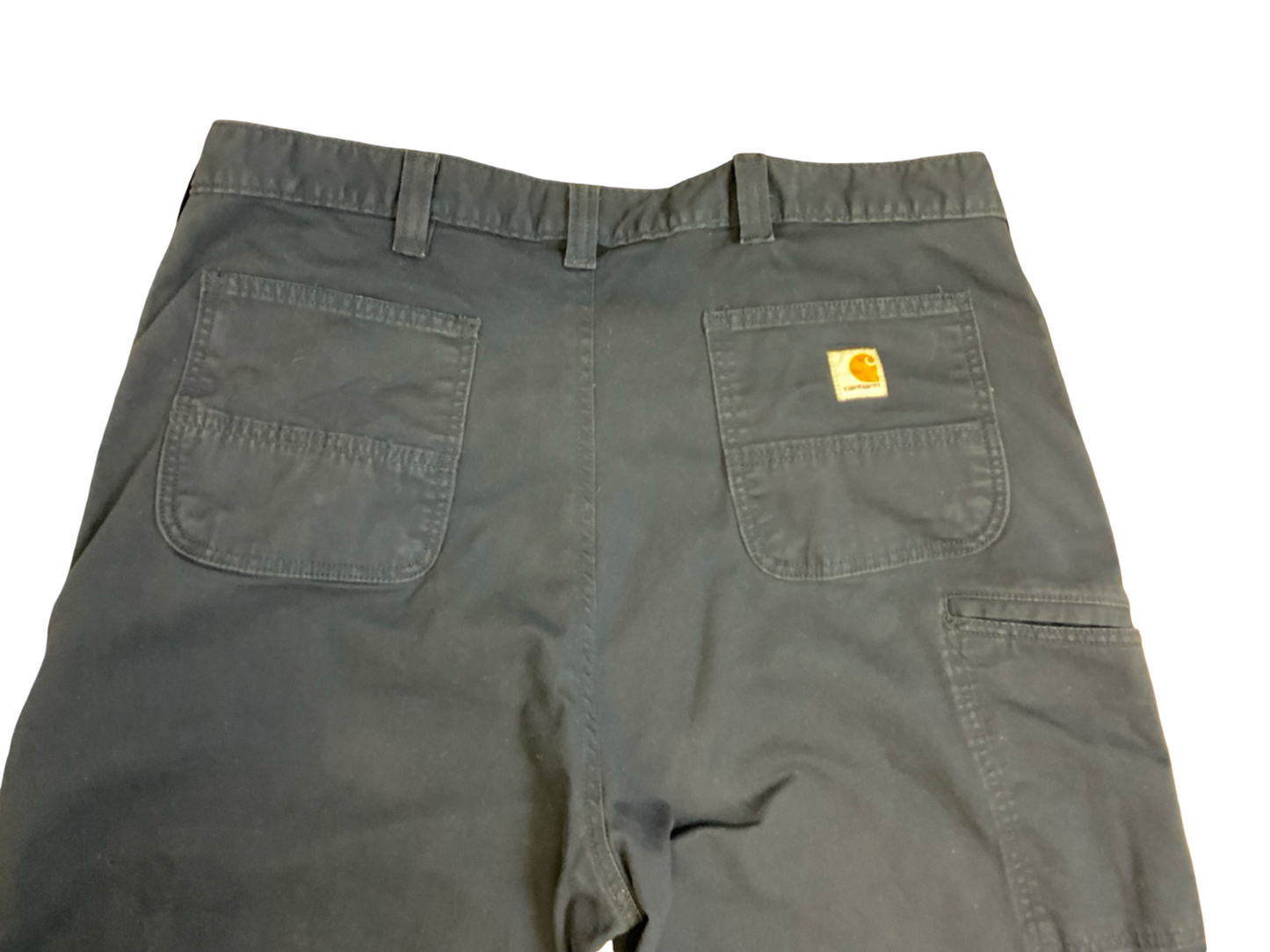 Vtg Carhartt Navy Duck Canvas Workwear Trousers Pants Carpenter USA 42”W 27”L