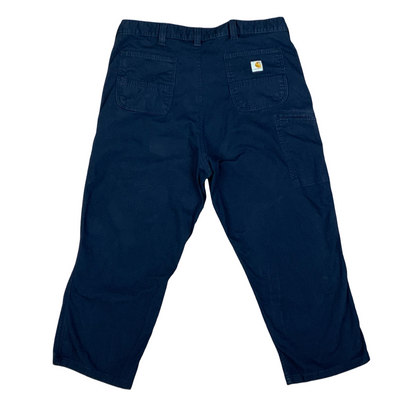 Vtg Carhartt Navy Duck Canvas Workwear Trousers Pants Carpenter USA 42”W 27”L