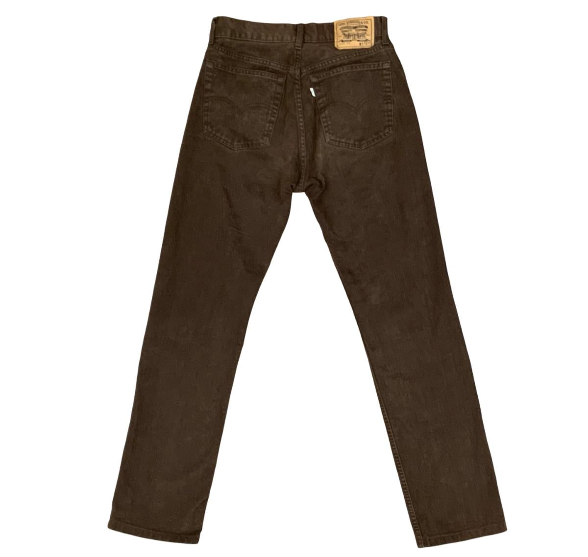 Vtg 90s Chocolate Brown Levis 495 White Tab High Waisted Jeans Zip Fly 29”W 32”L