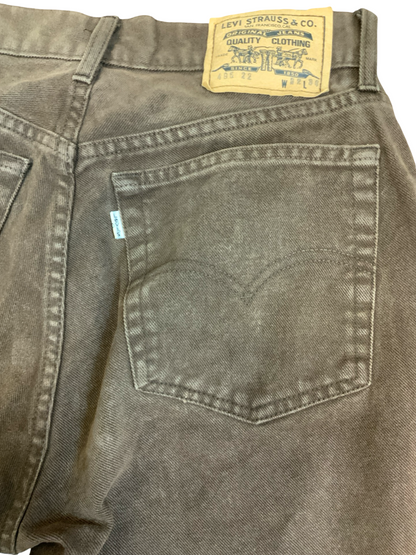 Vtg 90s Chocolate Brown Levis 495 White Tab High Waisted Jeans Zip Fly 29”W 32”L