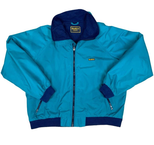 VTG 80s USA OshKosh Fleece Lined Nylon Warm Winter Outdoor Jacket Teal Navy 2XL