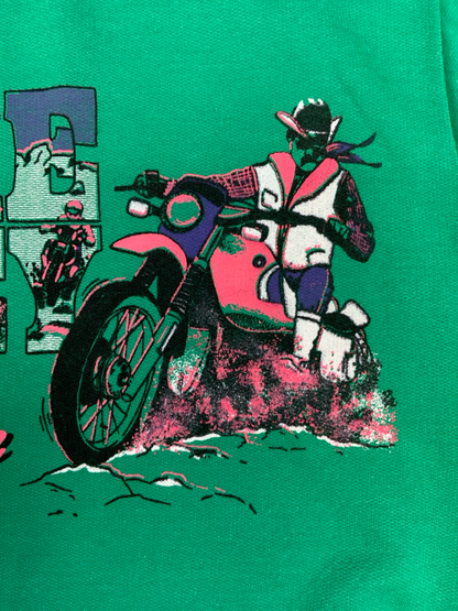 Vtg 1970s Green Sweatshirt Snake Valley Bryce Canyon Marathon Motocross UK L