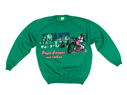 Vtg 1970s Green Sweatshirt Snake Valley Bryce Canyon Marathon Motocross UK L