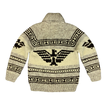 Vtg Wool Handknit Traditional Native Canadian Cowichan Cardigan Salish Indian XS